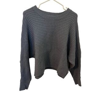 Yarn & Sea Women's Size Medium Crewneck Dolman Sleeve Sweater Blue Gray Textured